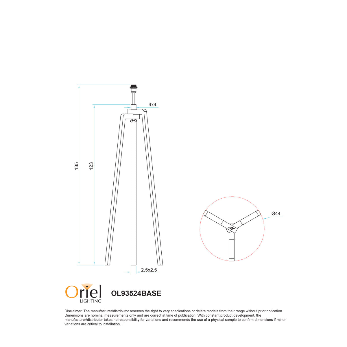 Scandi Timber Tripod Lamp Base - Lund Floor Lamp Base Only