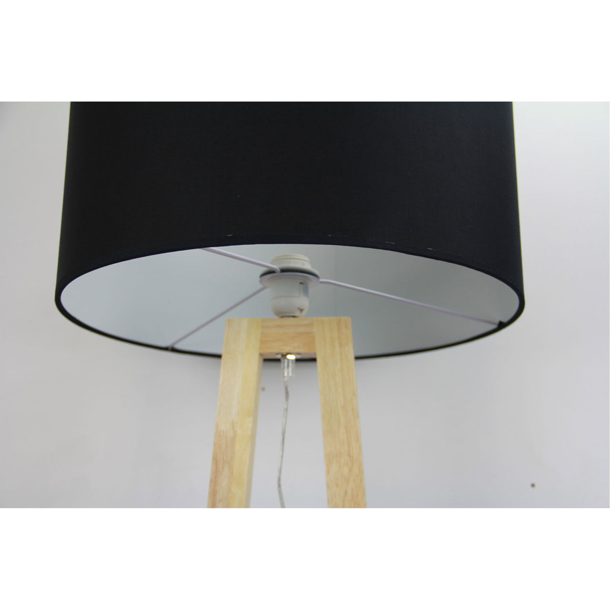 Scandi Floor Lamp with Black Cotton Shade - Edra Floor Lamp Black