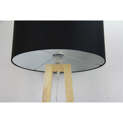 Scandi Floor Lamp with Black Cotton Shade - Edra Floor Lamp Black