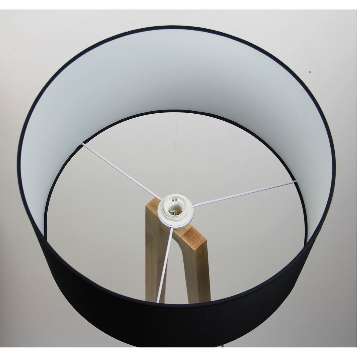 Scandi Floor Lamp with Black Cotton Shade - Edra Floor Lamp Black