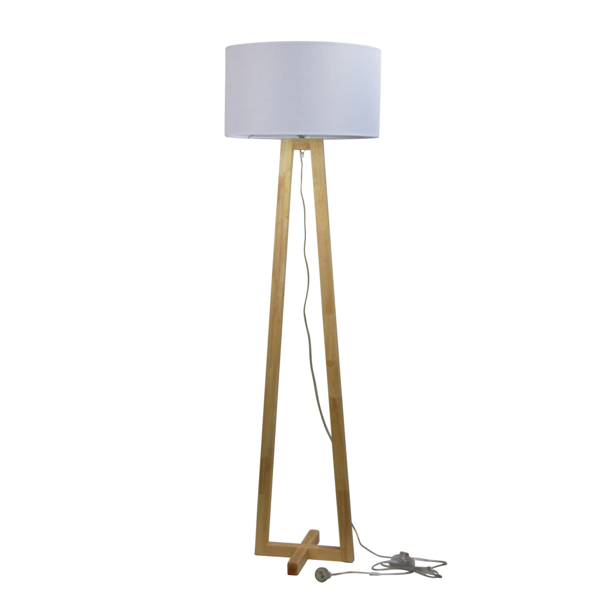 Scandi Floor Lamp with White Cotton Shade - Edra Floor Lamp White