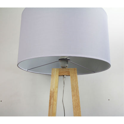 Scandi Floor Lamp with White Cotton Shade - Edra Floor Lamp White
