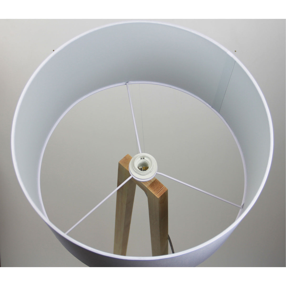 Scandi Floor Lamp with White Cotton Shade - Edra Floor Lamp White