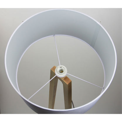 Scandi Floor Lamp with White Cotton Shade - Edra Floor Lamp White
