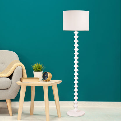 Floor Lamp with Shade - Spindle White