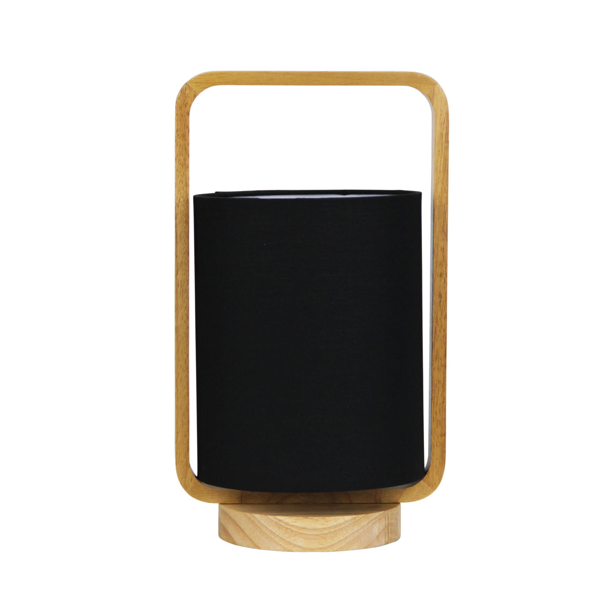 Natural Timber and Black Cotton Lamp - Lucia Black