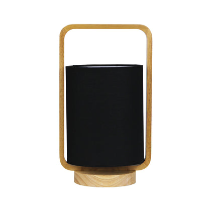 Natural Timber and Black Cotton Lamp - Lucia Black
