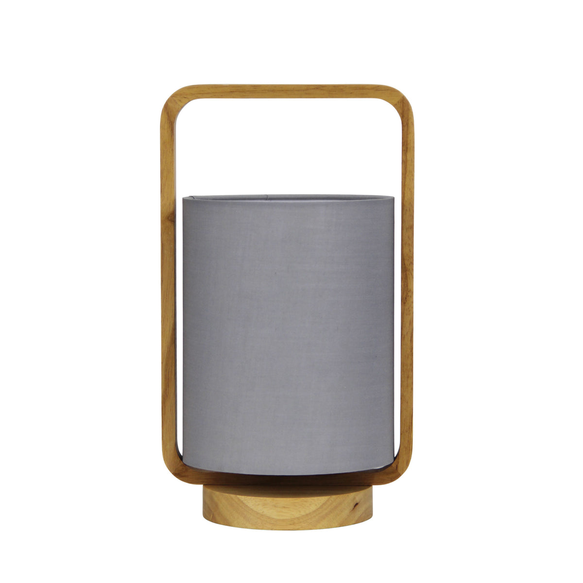 Natural Timber and Grey Cotton Lamp - Lucia Grey