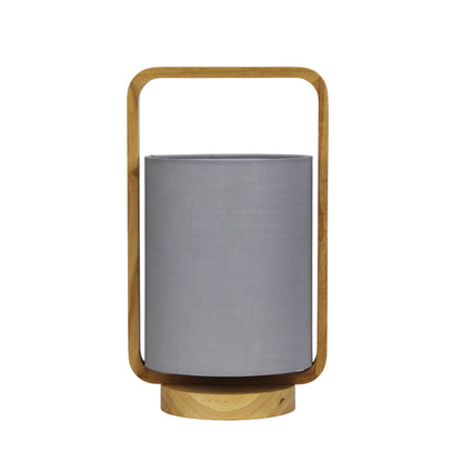 Natural Timber and Grey Cotton Lamp - Lucia Grey