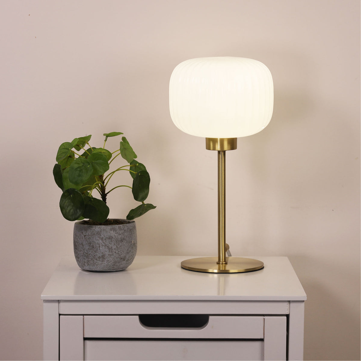 Ribbed Optic Glass Table Lamp - Alto Opal