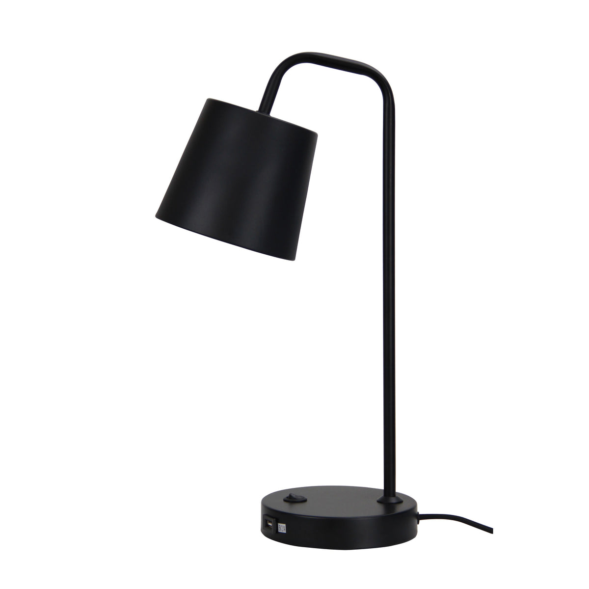 Metal Desk Lamp with Usb-A Socket - Henk Black