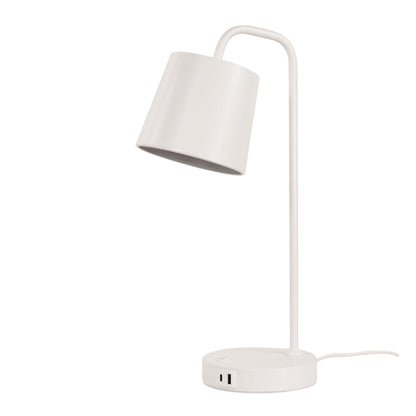 Metal Desk Lamp with USB A+C Socket - Henk Plus White