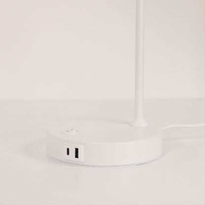 Metal Desk Lamp with USB A+C Socket - Henk Plus White