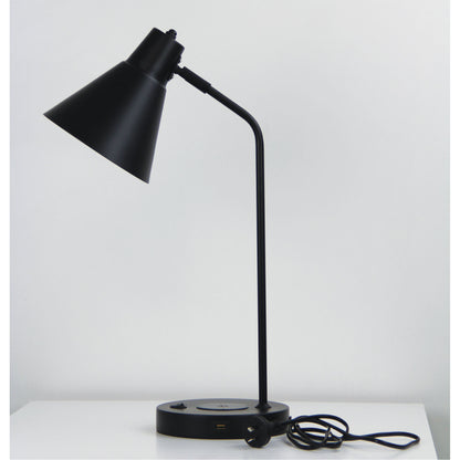 Black Desk Lamp with USB and Wireless Charging - Targa Black