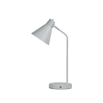 White Desk Lamp with USB and Wireless Charging - Targa White