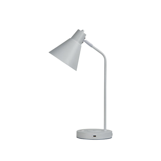 White Desk Lamp with USB and Wireless Charging - Targa White