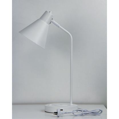 White Desk Lamp with USB and Wireless Charging - Targa White