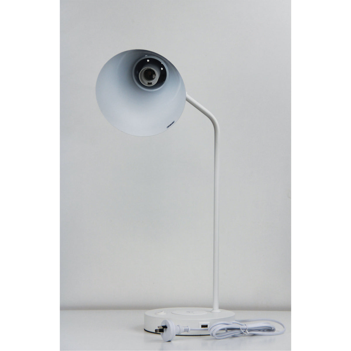 White Desk Lamp with USB and Wireless Charging - Targa White