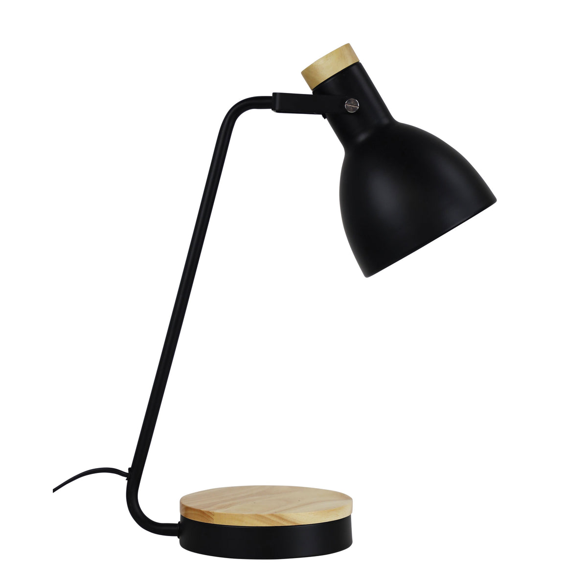 Task Lamp with Wood Accents - Benny Black