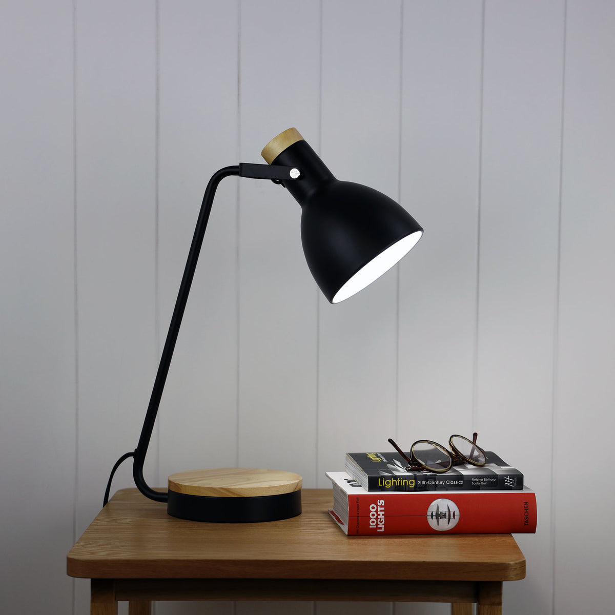Task Lamp with Wood Accents - Benny Black