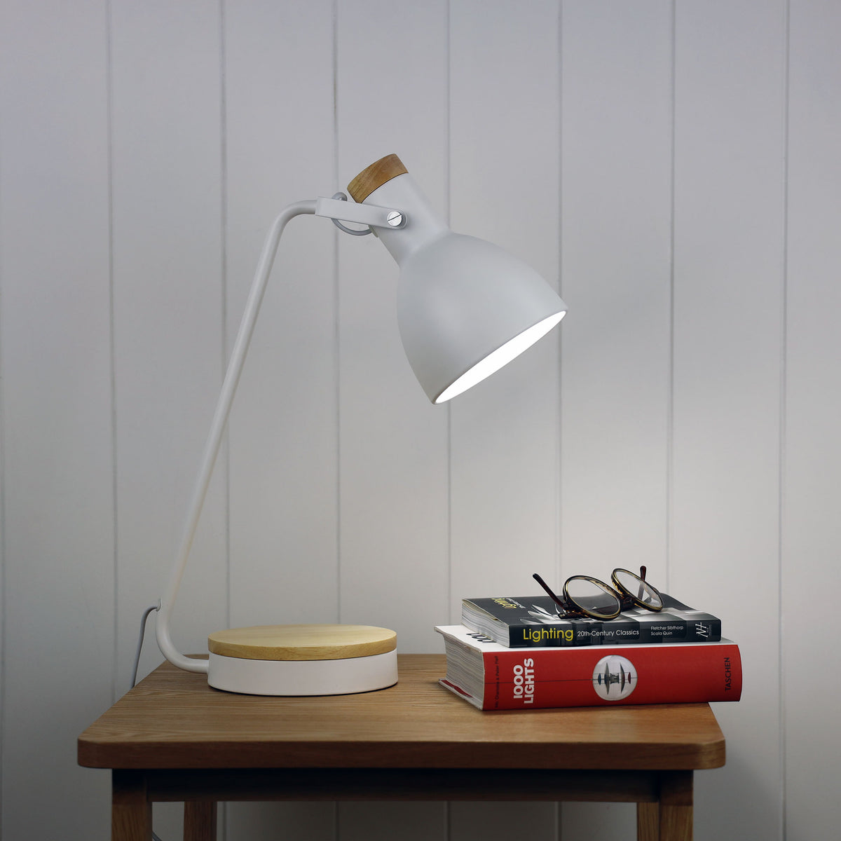 Task Lamp with Wood Accents - Benny White