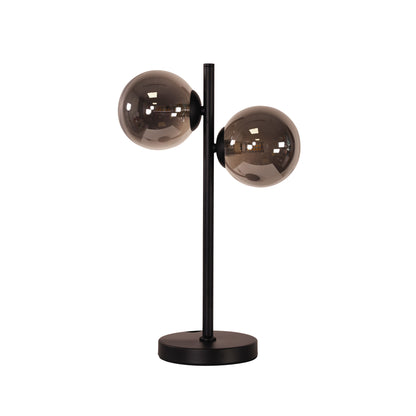 Decorative Table Lamp with Smoke Glass Spheres - Valcross 2LT Black