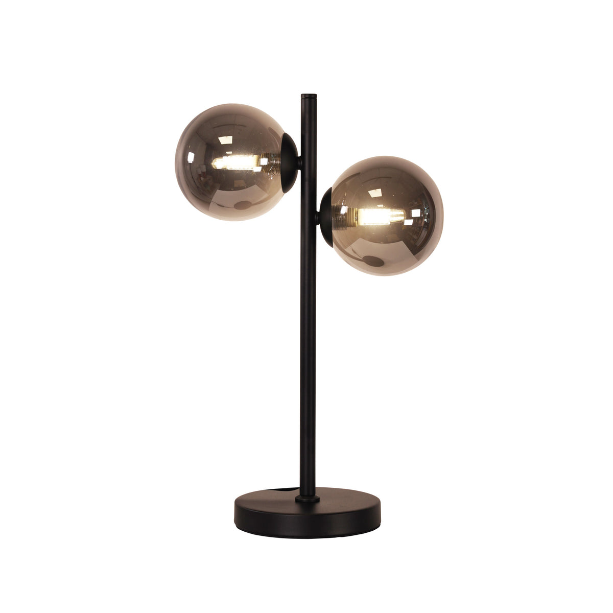 Decorative Table Lamp with Smoke Glass Spheres - Valcross 2LT Black
