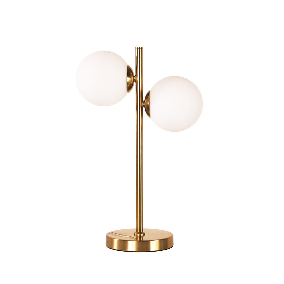 Decorative Table Lamp with Opal Matt Glass Spheres - Valcross 2LT Satin Brass