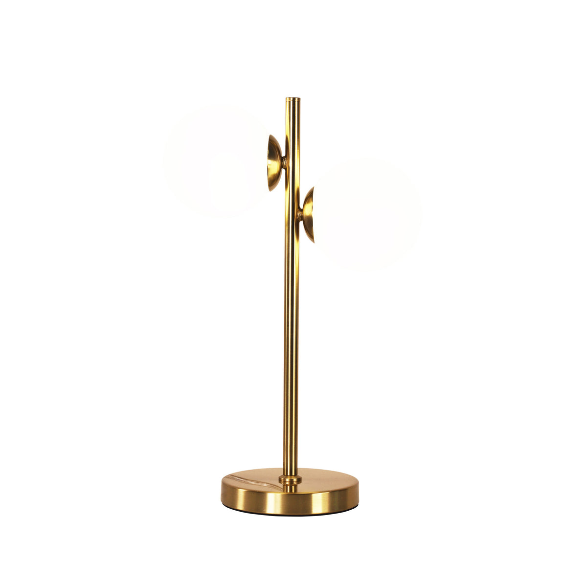 Decorative Table Lamp with Opal Matt Glass Spheres - Valcross 2LT Satin Brass