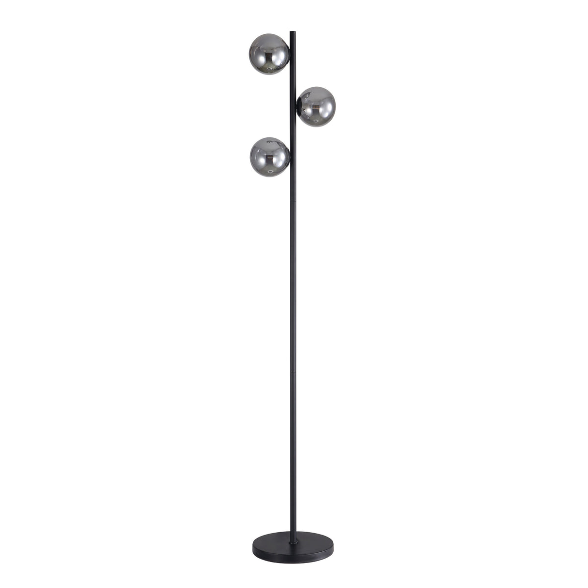 Decorative Floor Lamp with Smoke Glass Spheres - Valcross 3LT Black