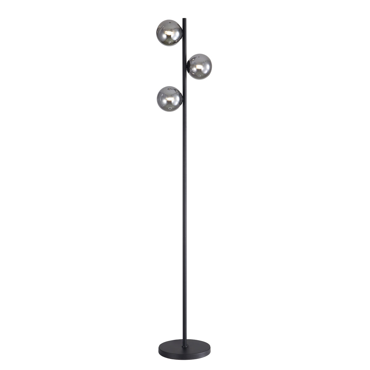 Decorative Floor Lamp with Smoke Glass Spheres - Valcross 3LT Black