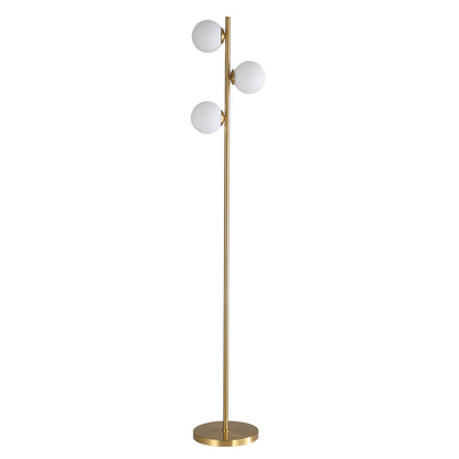 Decorative Floor Lamp with Opal Matt Glass Spheres - Valcross 3LT Satin Brass