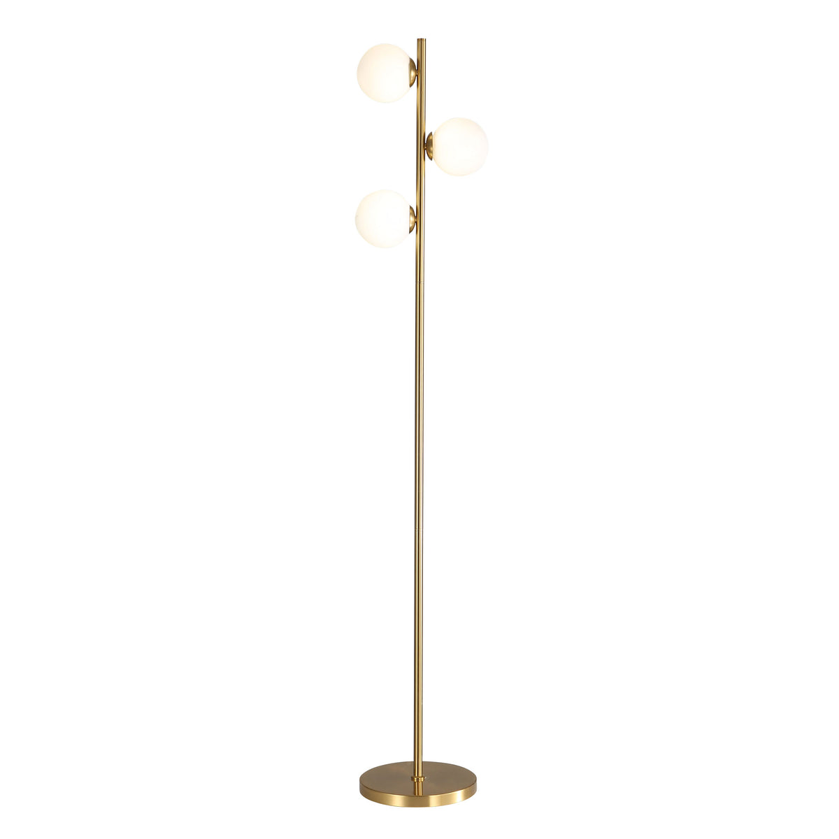 Decorative Floor Lamp with Opal Matt Glass Spheres - Valcross 3LT Satin Brass