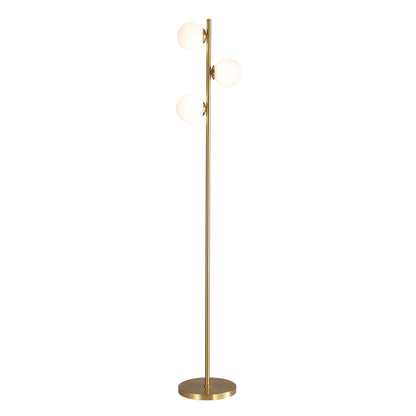Decorative Floor Lamp with Opal Matt Glass Spheres - Valcross 3LT Satin Brass