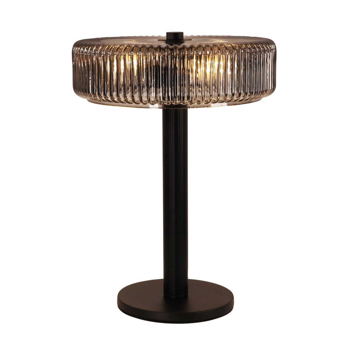 Ribbed Optic Glass Table Lamp - Gordon Black