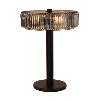 Ribbed Optic Glass Table Lamp - Gordon Black