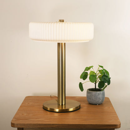 Ribbed Optic Glass Table Lamp - Gordon Satin Brass