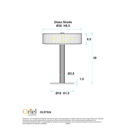 Ribbed Optic Glass Table Lamp - Gordon Black
