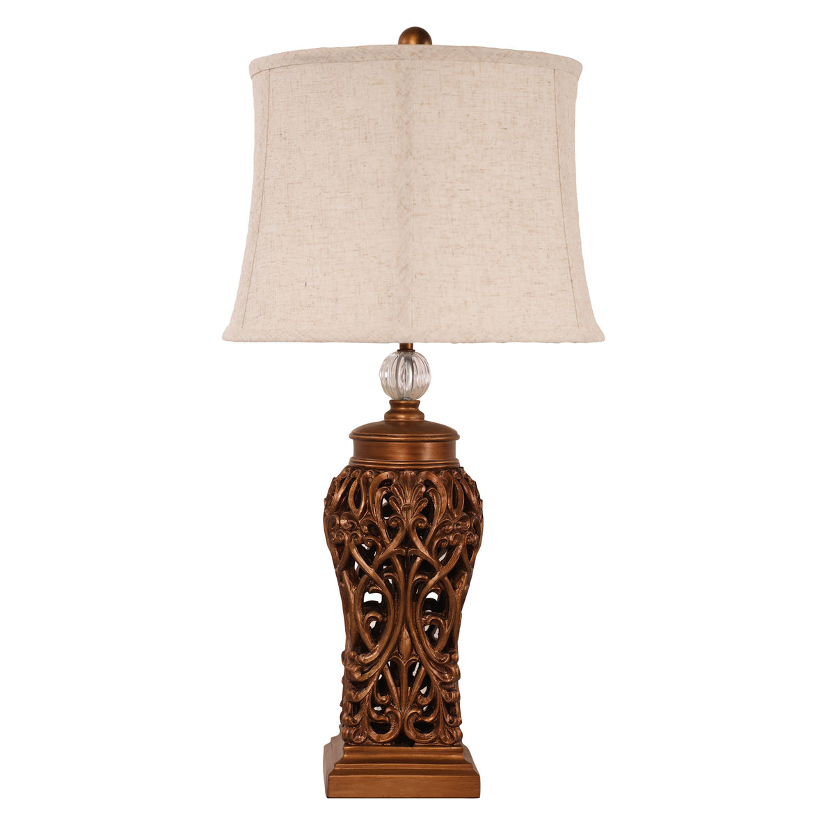 Classic Antique Cut Lamp with Harp Shade - Dorne Antique Gold