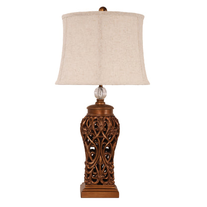 Classic Antique Cut Lamp with Harp Shade - Dorne Antique Gold