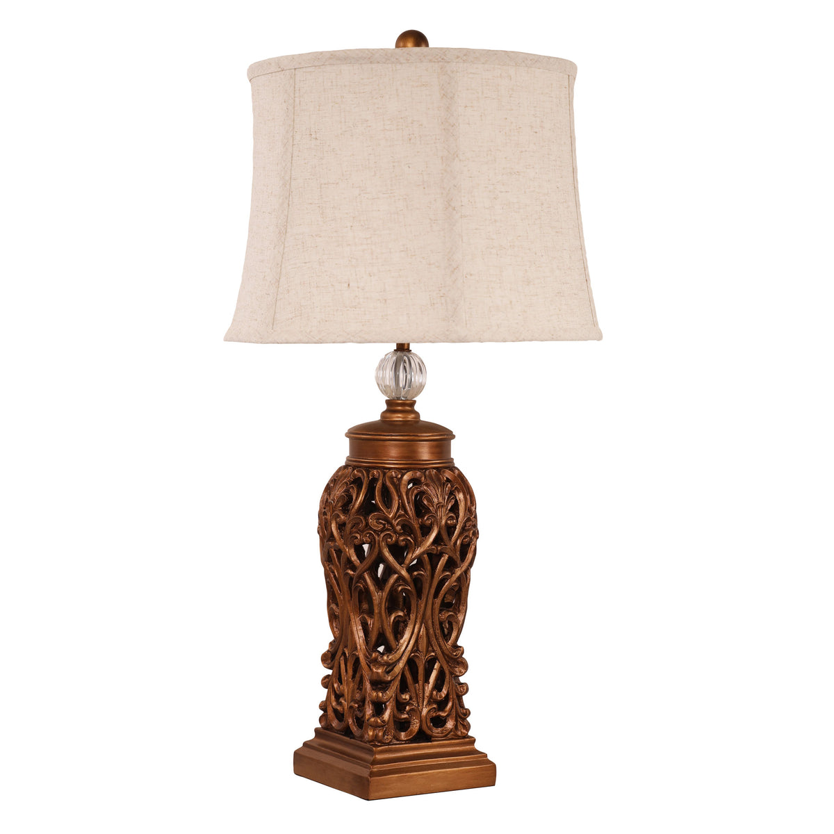 Classic Antique Cut Lamp with Harp Shade - Dorne Antique Gold