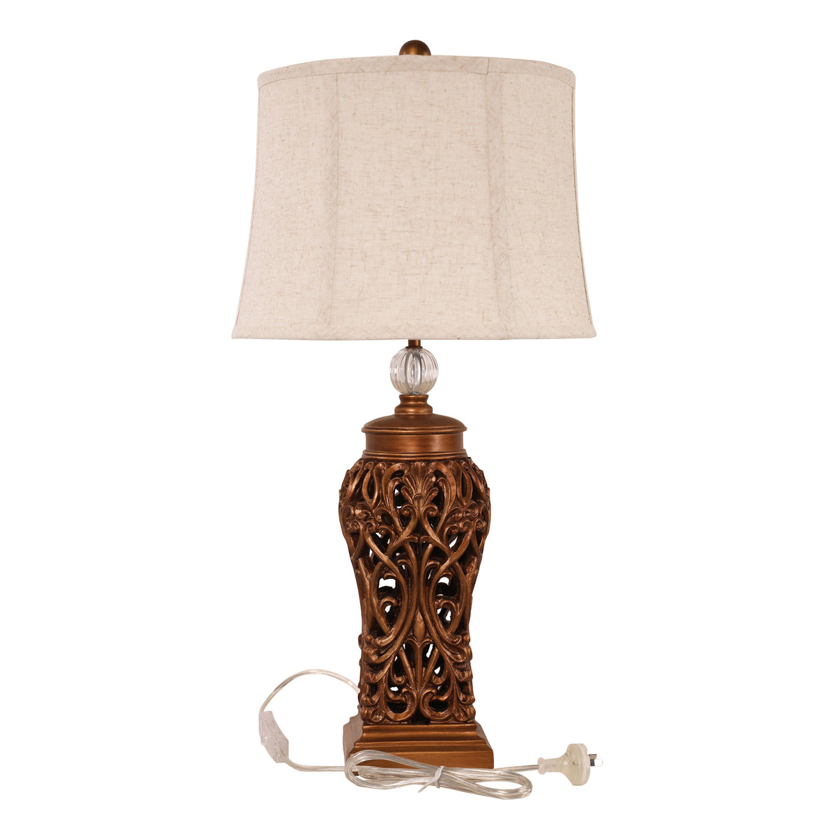 Classic Antique Cut Lamp with Harp Shade - Dorne Antique Gold