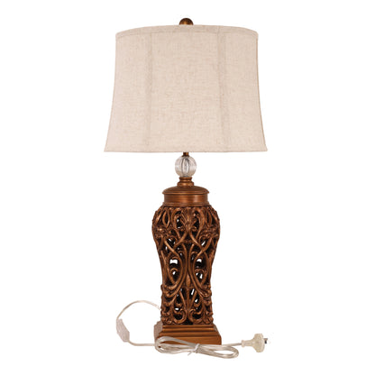 Classic Antique Cut Lamp with Harp Shade - Dorne Antique Gold