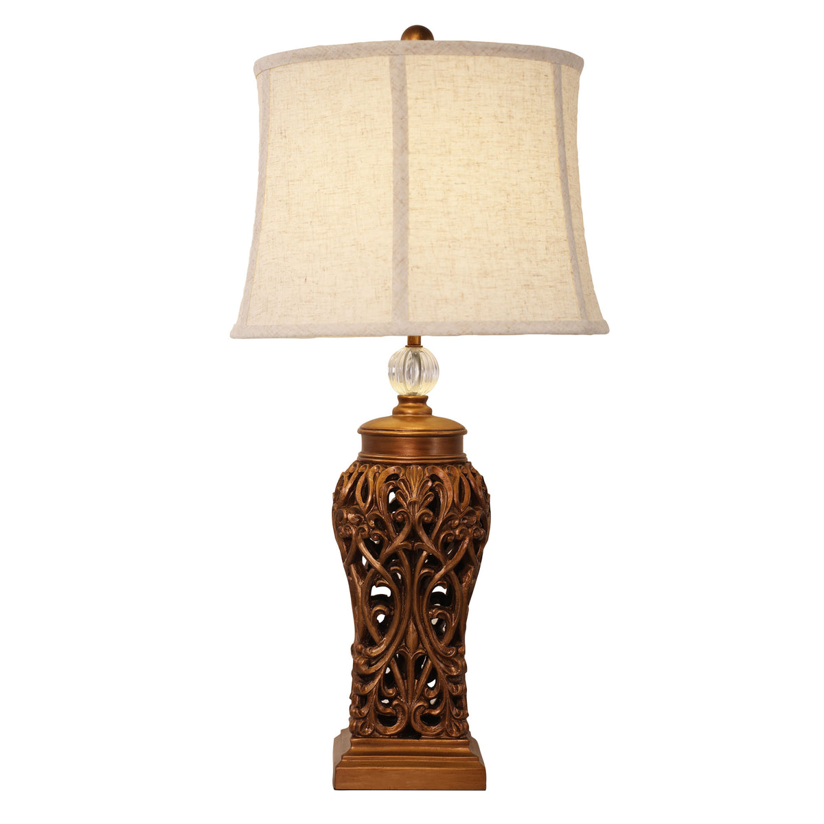 Classic Antique Cut Lamp with Harp Shade - Dorne Antique Gold