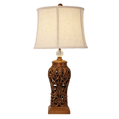 Classic Antique Cut Lamp with Harp Shade - Dorne Antique Gold