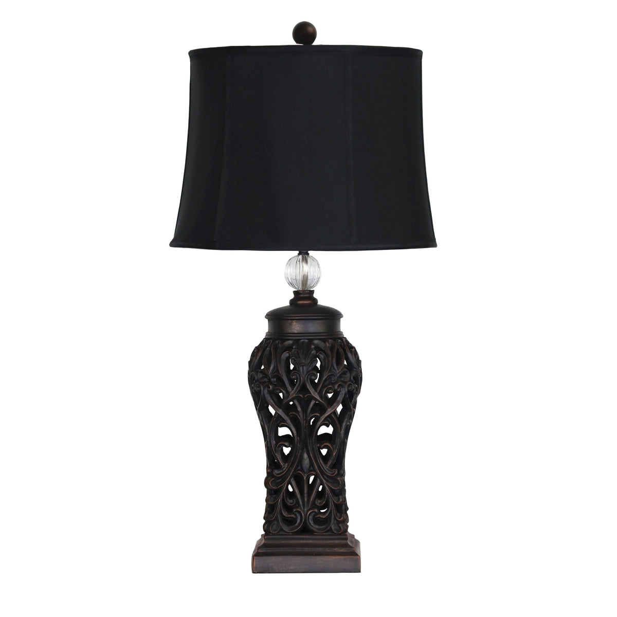 Classic Antique Cut Lamp with Harp Shade - Dorne Black