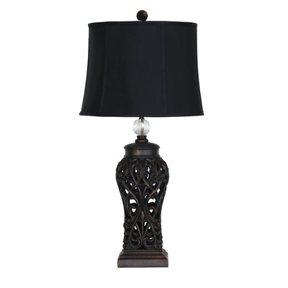 Classic Antique Cut Lamp with Harp Shade - Dorne Black