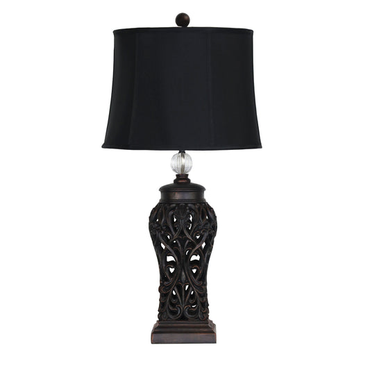 Classic Antique Cut Lamp with Harp Shade - Dorne Black