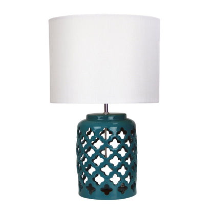 Moorish Cut Ceramic Table Lamp - Casbah Teal