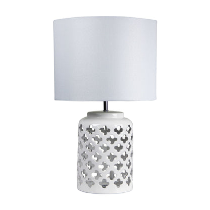 Moorish Cut Ceramic Table Lamp - Casbah White